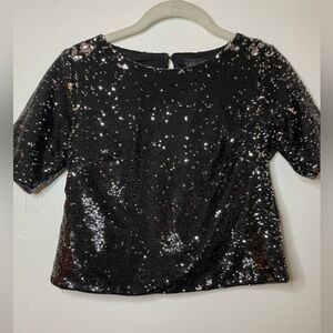 Black Sequin Top - TOPSHOP